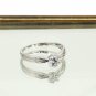 Single small crystal silver ring