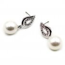 Silver fashion pearls crystal earrings