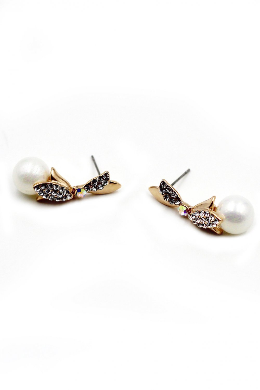 Gold fashion pearls crystal earrings