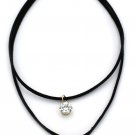 Gold fashion double-chain crystal and flower pendant black choker