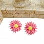 Pink sun flower daisy earrings