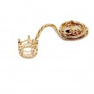 Gold delicate little crown crystal necklace