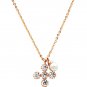 rose gold mini cross crystal and pearl necklace