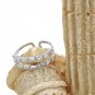 elegant double crystal silver ring