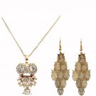 925 gold fashion owl necklace earrings set