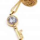 Gold fashion key love letter crystal necklace