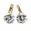 Gold fashion three claw crystal studs earrings