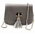 Grey fringed leather sweet little purse