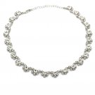 Silver white classic crystal flower necklace