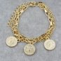 Gold fashion coin bracelet