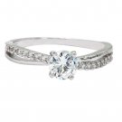 Fashion embed crystal silver ring