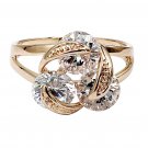 Elegant rotating crystal gold ring