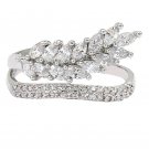 Fashion small crystal tassel silver ring
