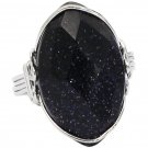 Fashion starry sky natural stone silver ring