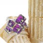 Purple square candy crystal silver ring