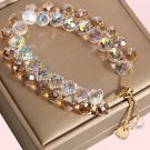Yellow fashion braided crystal bracelet