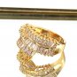 Gold golden three-tiered crystal ring