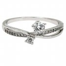 Silver mosaic small crystal ring