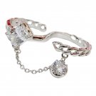 White fashion two finger open chain ring