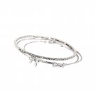 Silver fashion silver hoop bowknot crystal bracelet