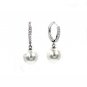 Sterling silver simple crystal pearl necklace earrings set