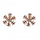 Small rose gold snowflake earrings