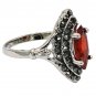 Current red crystal silver ring