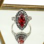 Current red crystal silver ring