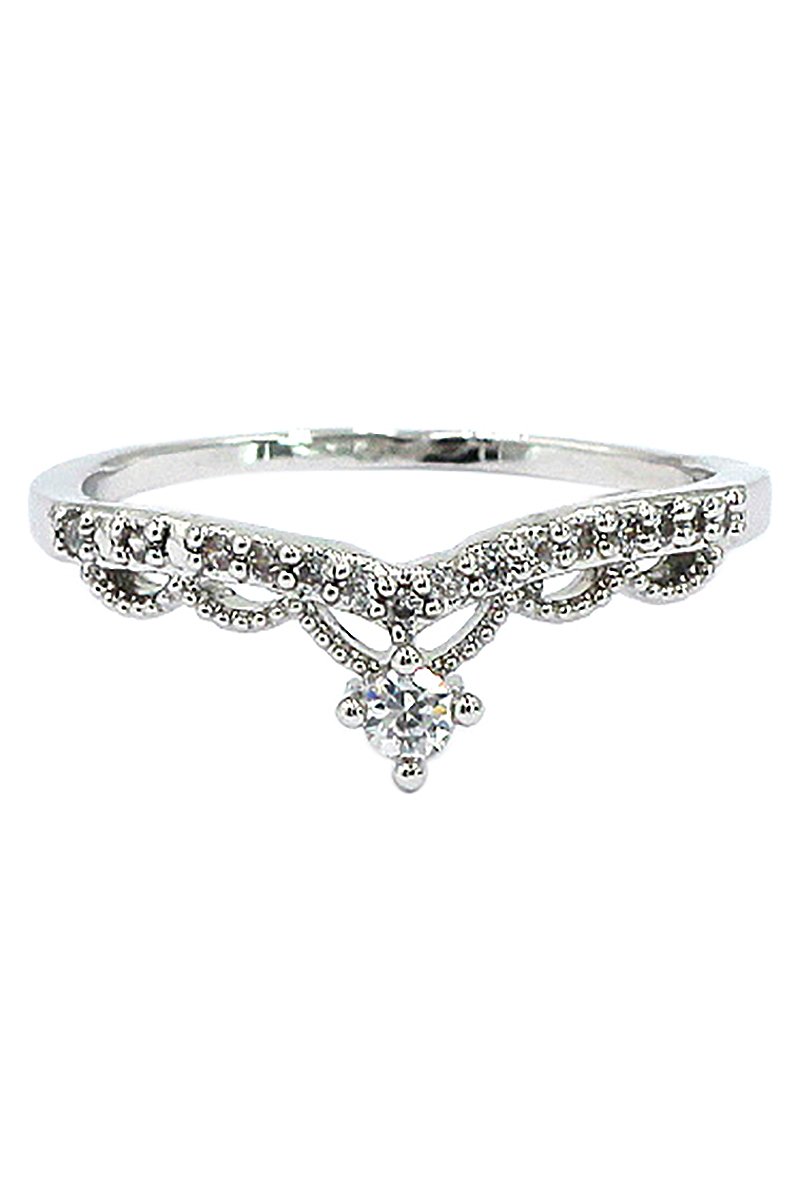 Small crown micro-crystal silver ring