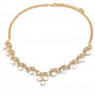 Gold white simple crystal necklace