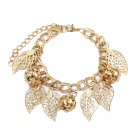 Gold fashion leaf pendant bracelet