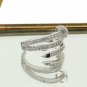 Silver fashion micro pave crystal belt ring