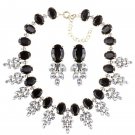 Black fashion colored diamond necklace earrings set