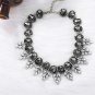 Black fashion colored diamond necklace earrings set
