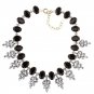Black fashion colored diamond necklace earrings set