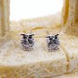 Silver mini owl crystal earrings