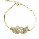 Gold swan love crystal bracelet