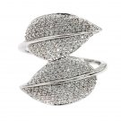Fashion micro-set crystal bilobals silver ring