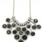 Black fashion pendant silver circle crystal necklace