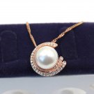 925 rose gold fashion half moon pearl necklace