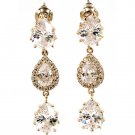 Gold shining pendant crystal earrings