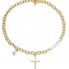 Gold fashion pearl patchwork cross necklace