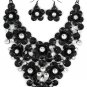 Black White colorful crystal flowers necklace sets