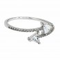 Silver triangle arc bright crystal ring