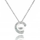 Silver fashion half moon pearl necklace