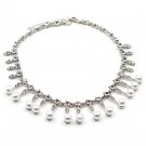 Silver fashion pearl crystal pendant necklace