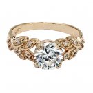 Gold noble leaves crystal ring