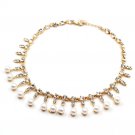 Gold fashion pearl crystal pendant necklace