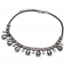 Silver black crystal necklace