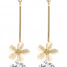 Gold pendant flower crystal earrings